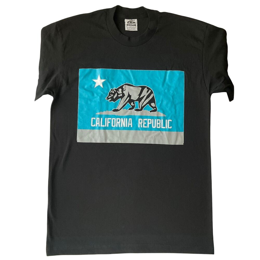5Pro Athletic Men Short Sleeve Crewneck T-shirt Size L,Black,California Republic